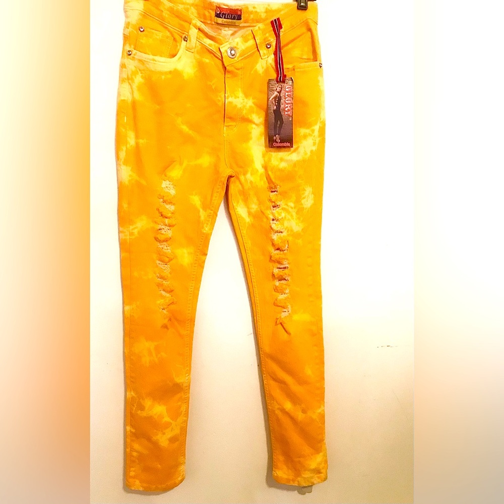 Colored tie-dye jeans